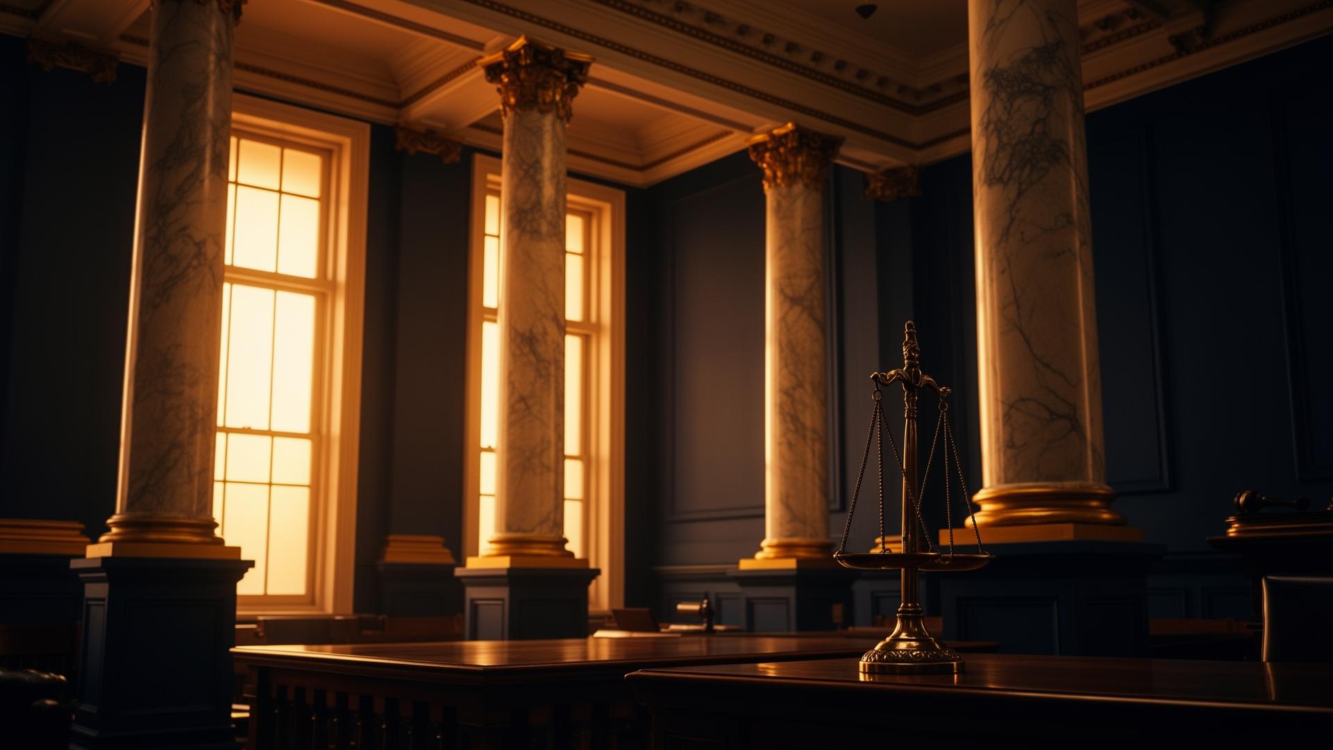 South African courthouse interior at golden hour